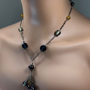 Bohemian Glass Beaded Lavalier Necklace with Tassel